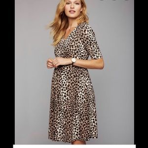 💕Host Pick💕 A Pea In The Pod Maternity Dress Leopard Print V Neck Sz XS